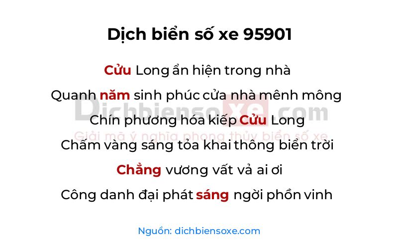 Dịch thơ biển số 95901