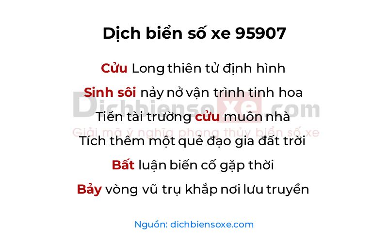 Dịch thơ biển số 95907