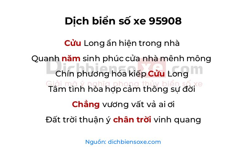 Dịch thơ biển số 95908