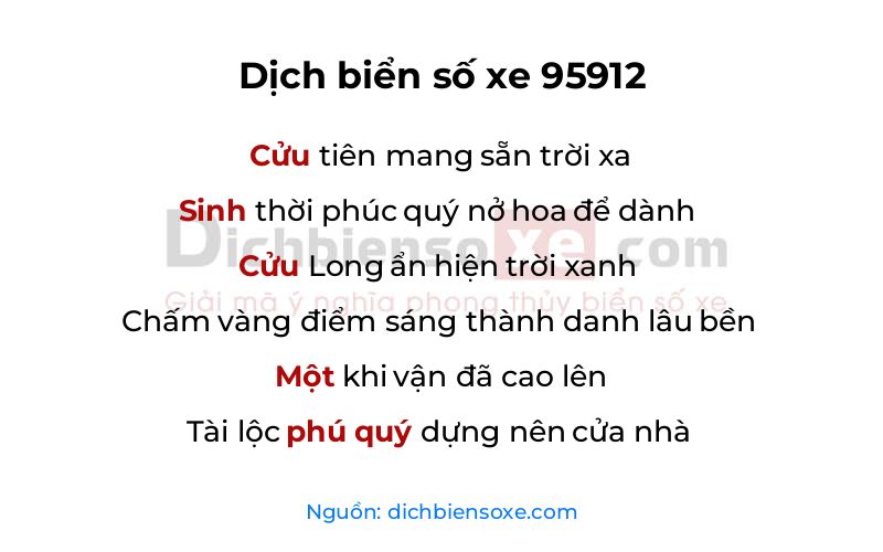 Dịch thơ biển số 95912