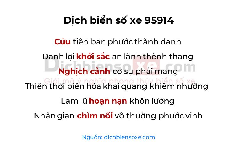 Dịch thơ biển số 95914