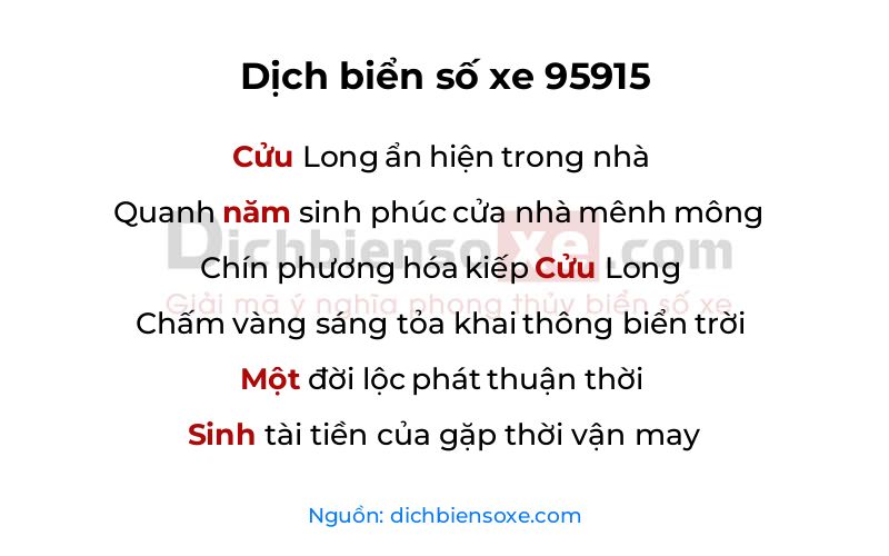 Dịch thơ biển số 95915