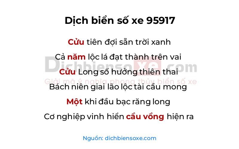 Dịch thơ biển số 95917