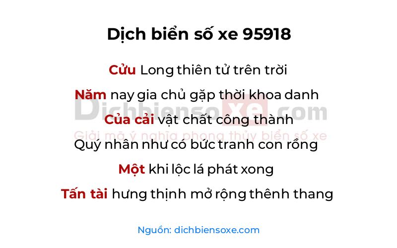 Dịch thơ biển số 95918