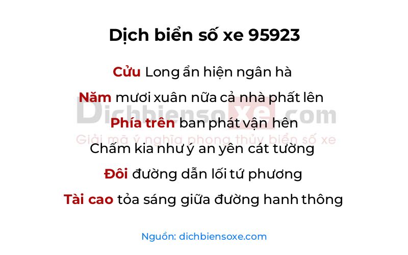 Dịch thơ biển số 95923