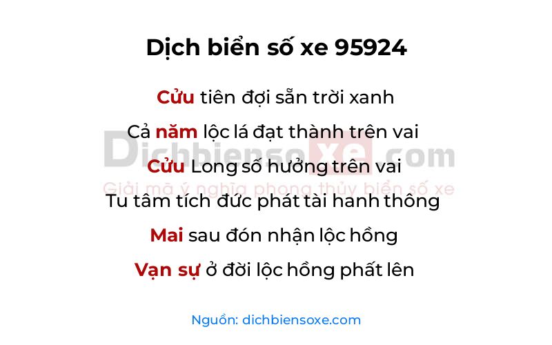 Dịch thơ biển số 95924