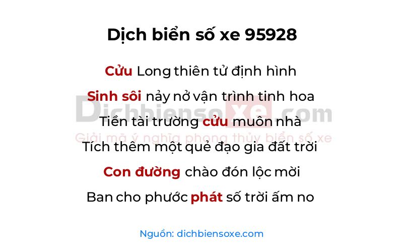 Dịch thơ biển số 95928
