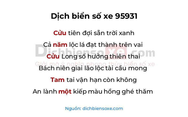 Dịch thơ biển số 95931