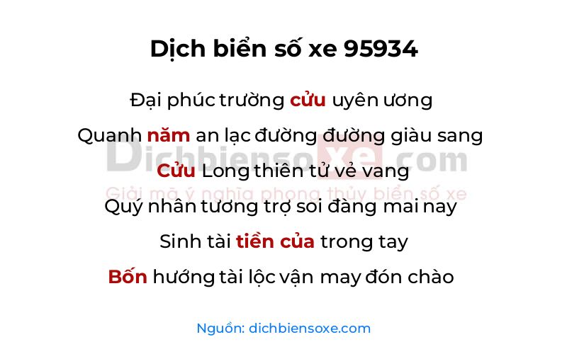 Dịch thơ biển số 95934