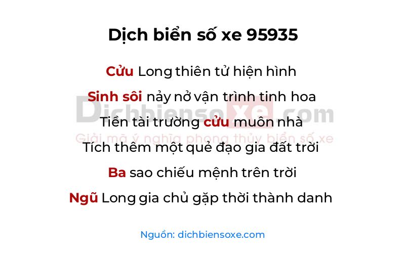 Dịch thơ biển số 95935
