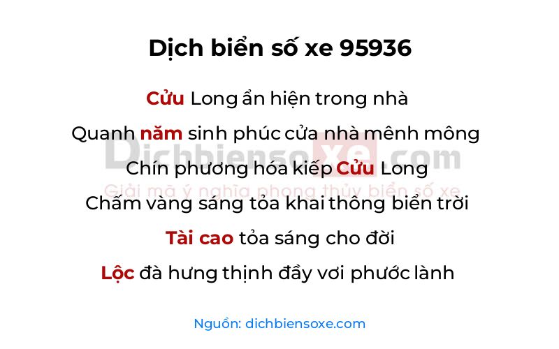 Dịch thơ biển số 95936