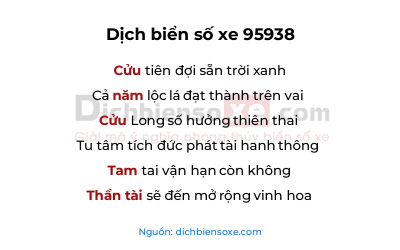 Dịch thơ biển số 95938