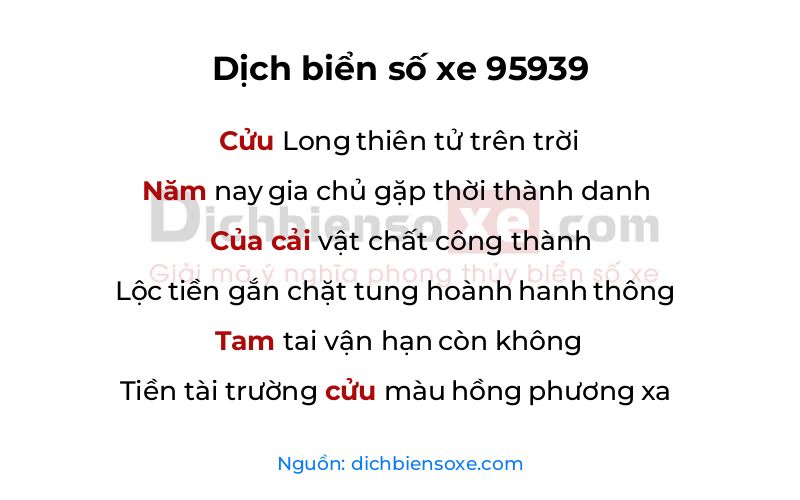 Dịch thơ biển số 95939