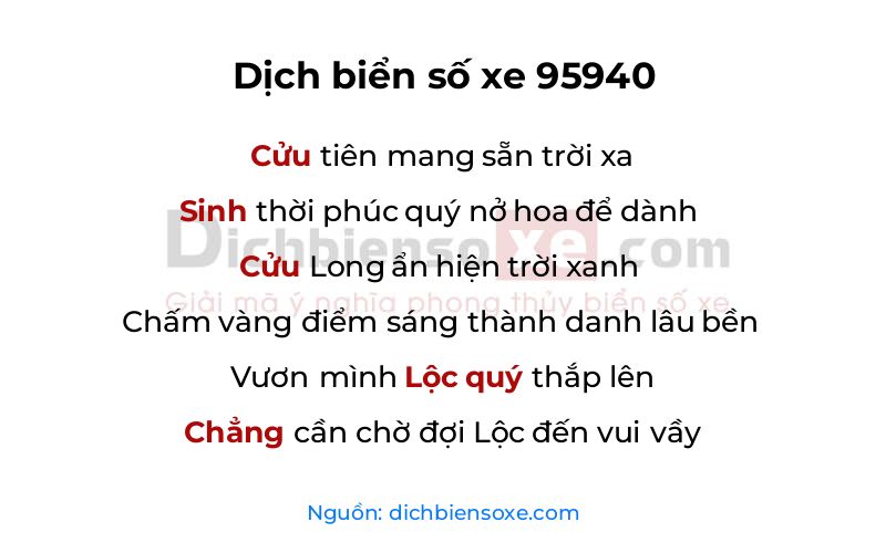 Dịch thơ biển số 95940