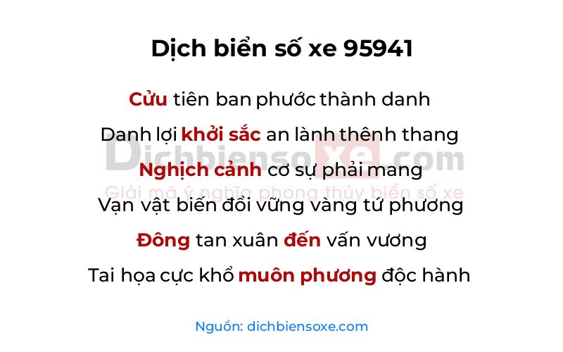 Dịch thơ biển số 95941