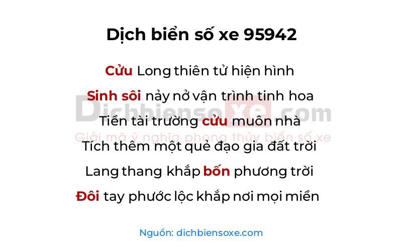 Dịch thơ biển số 95942
