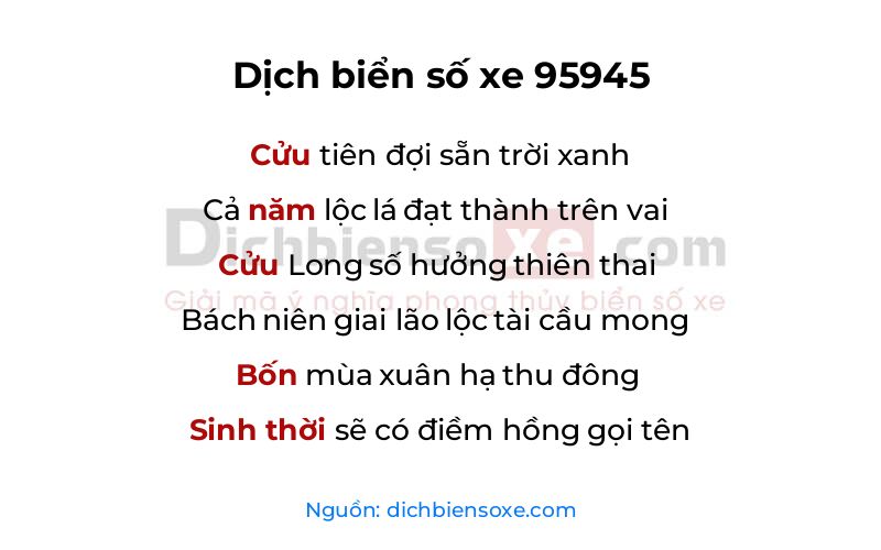 Dịch thơ biển số 95945