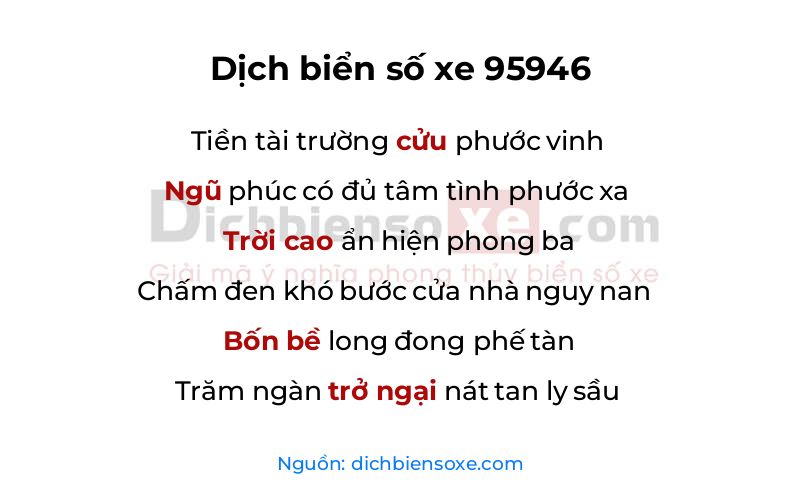 Dịch thơ biển số 95946