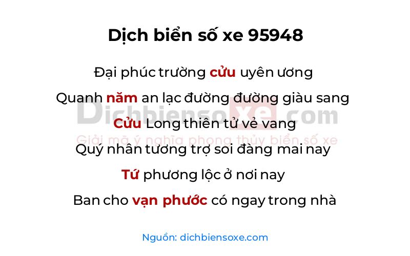 Dịch thơ biển số 95948