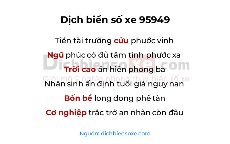 Dịch thơ biển số 95949