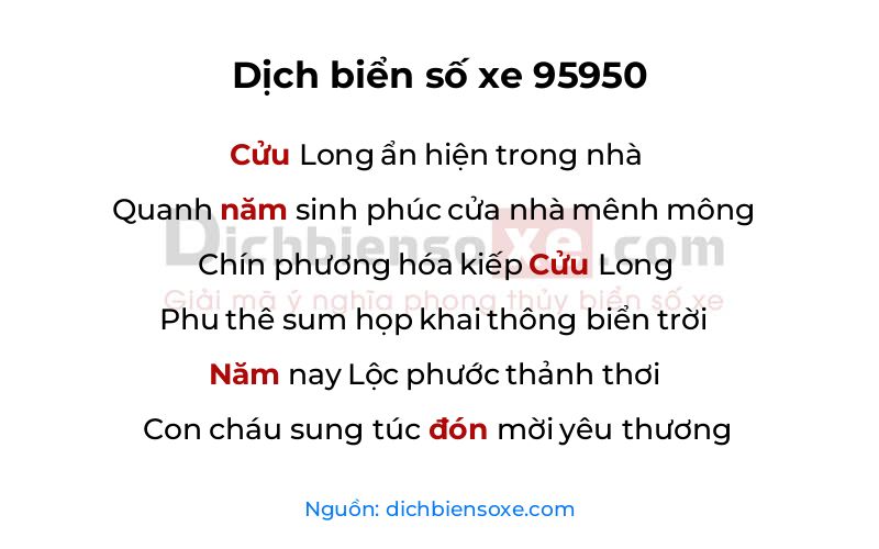 Dịch thơ biển số 95950