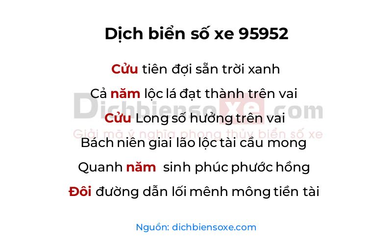 Dịch thơ biển số 95952