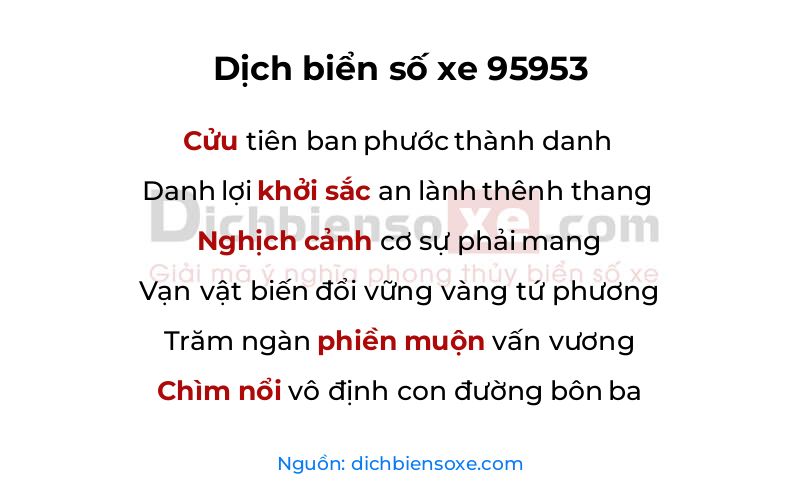 Dịch thơ biển số 95953