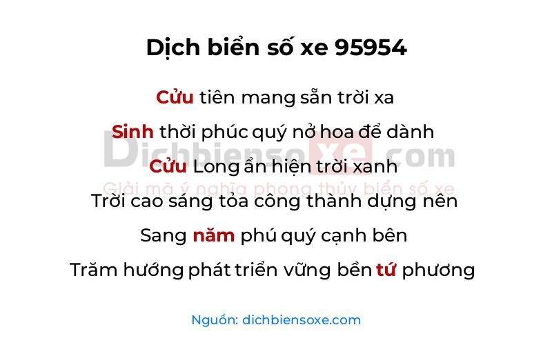 Dịch thơ biển số 95954