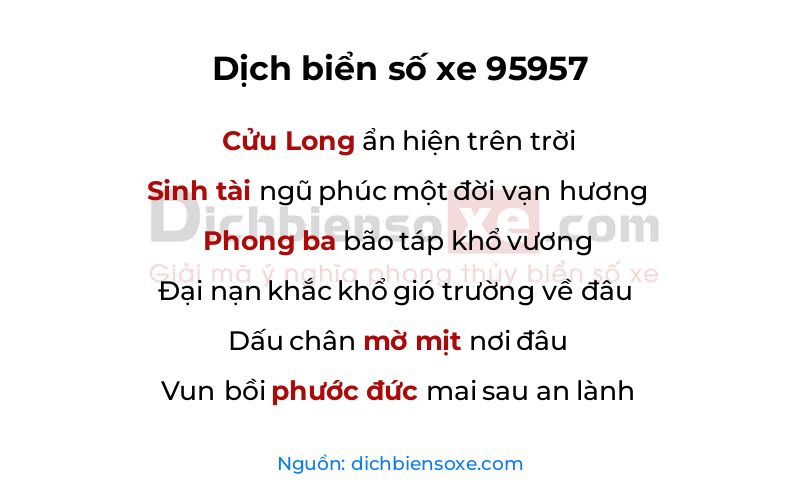 Dịch thơ biển số 95957