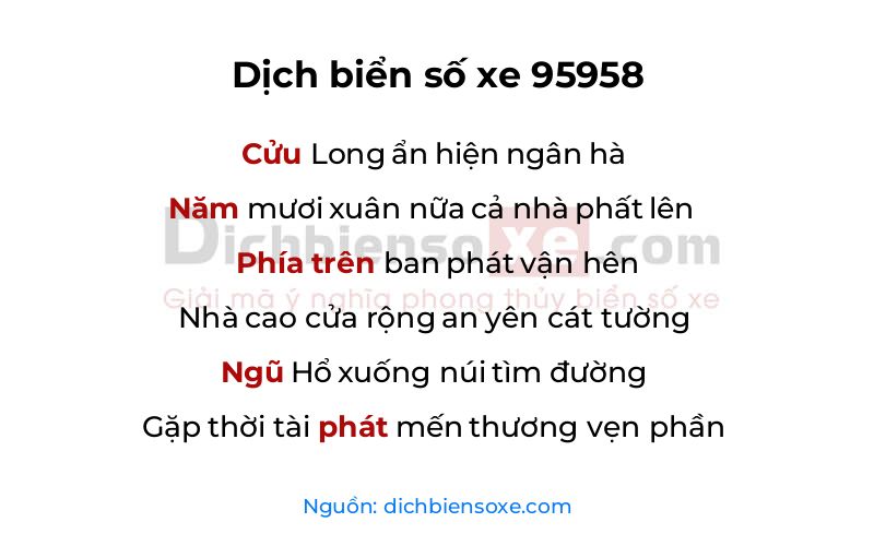 Dịch thơ biển số 95958