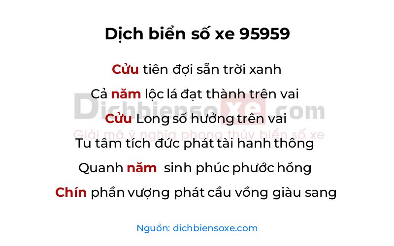 Dịch thơ biển số 95959