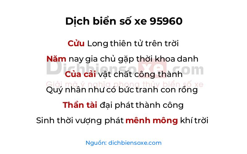 Dịch thơ biển số 95960