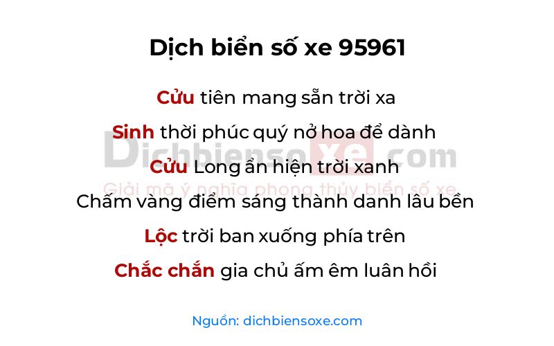 Dịch thơ biển số 95961