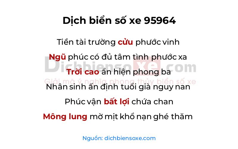 Dịch thơ biển số 95964