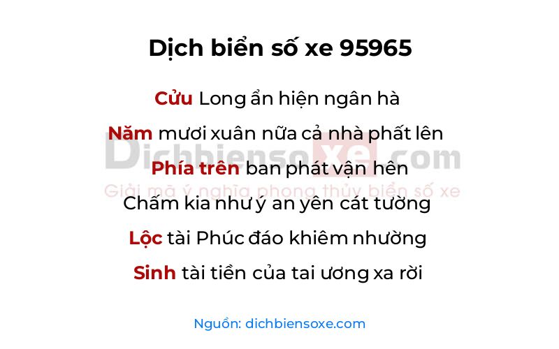 Dịch thơ biển số 95965