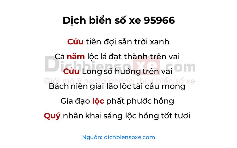 Dịch thơ biển số 95966