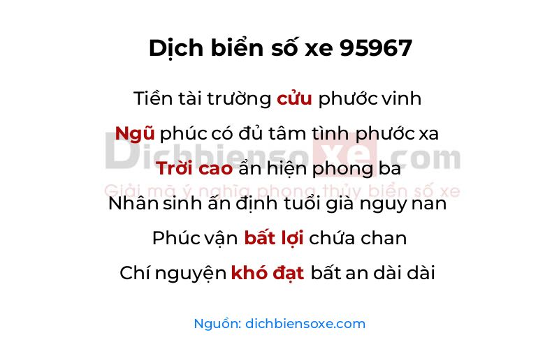 Dịch thơ biển số 95967