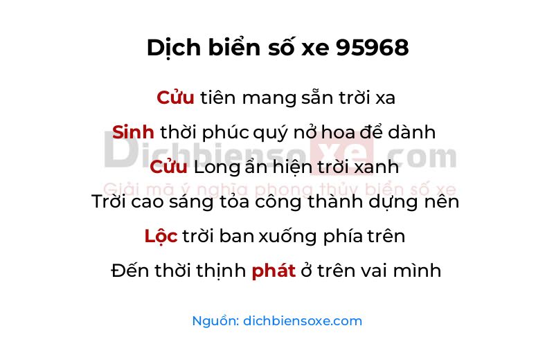 Dịch thơ biển số 95968