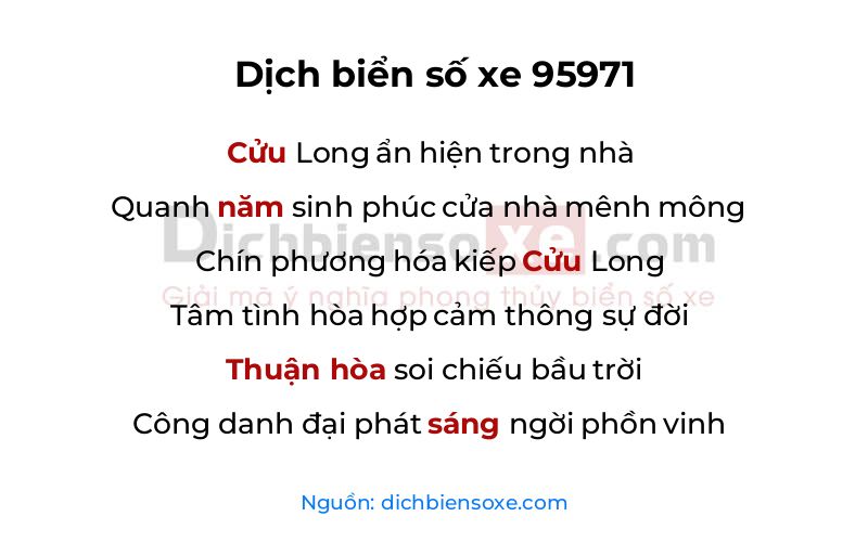 Dịch thơ biển số 95971