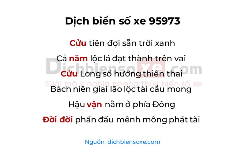 Dịch thơ biển số 95973