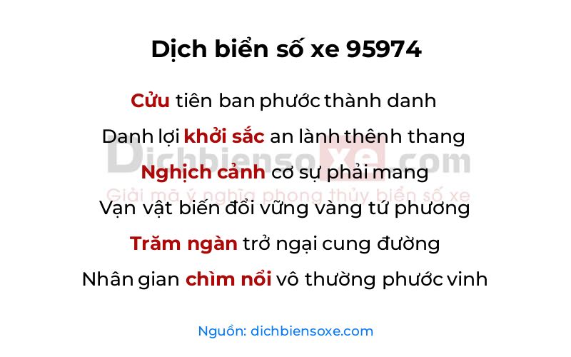 Dịch thơ biển số 95974
