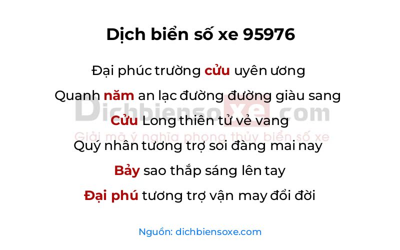 Dịch thơ biển số 95976