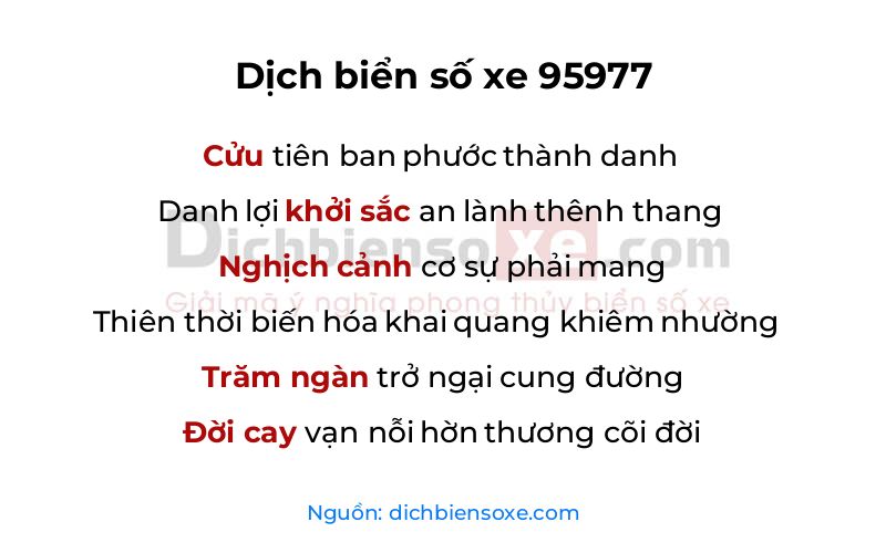 Dịch thơ biển số 95977