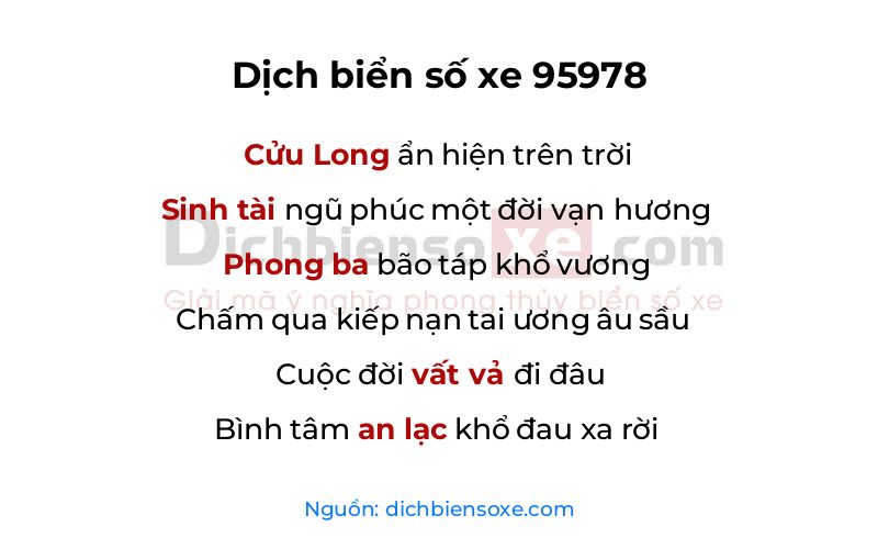 Dịch thơ biển số 95978