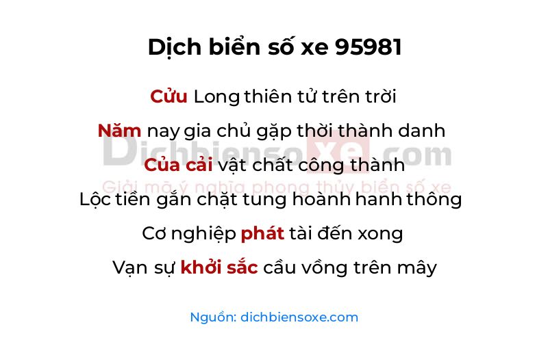 Dịch thơ biển số 95981