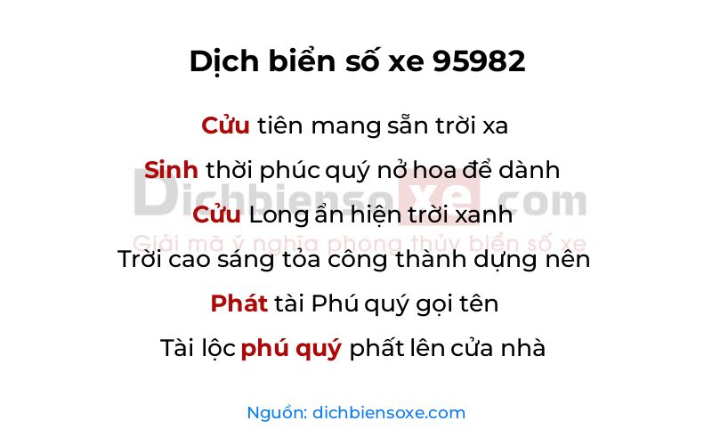 Dịch thơ biển số 95982