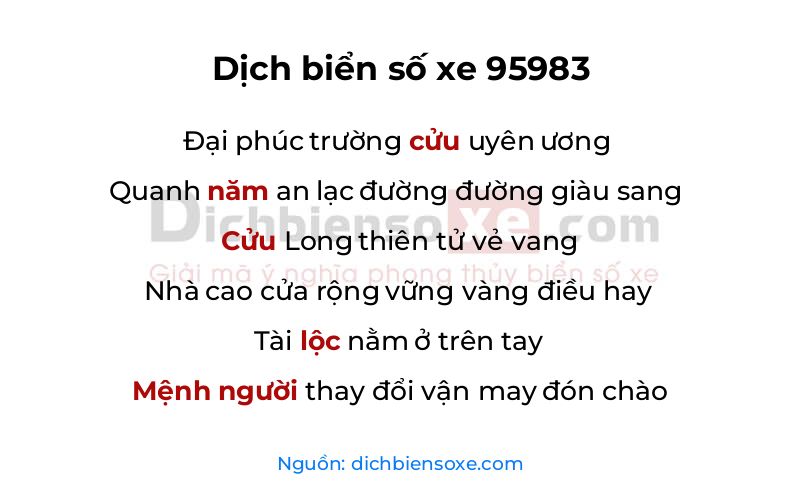 Dịch thơ biển số 95983