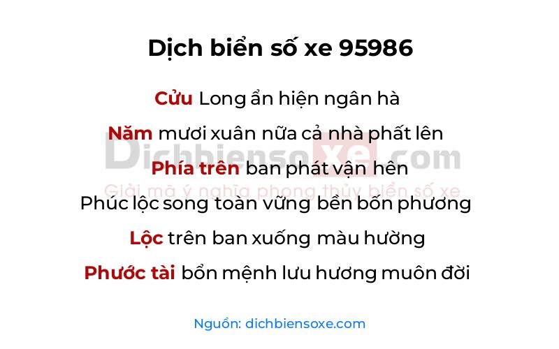 Dịch thơ biển số 95986