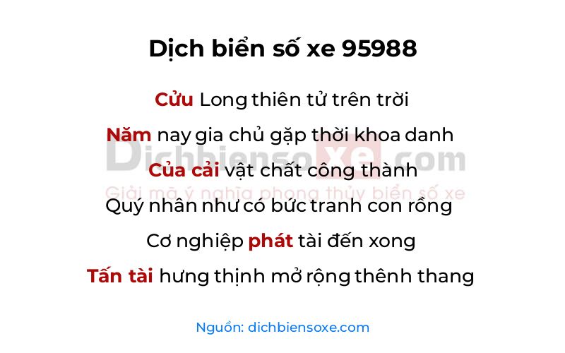 Dịch thơ biển số 95988