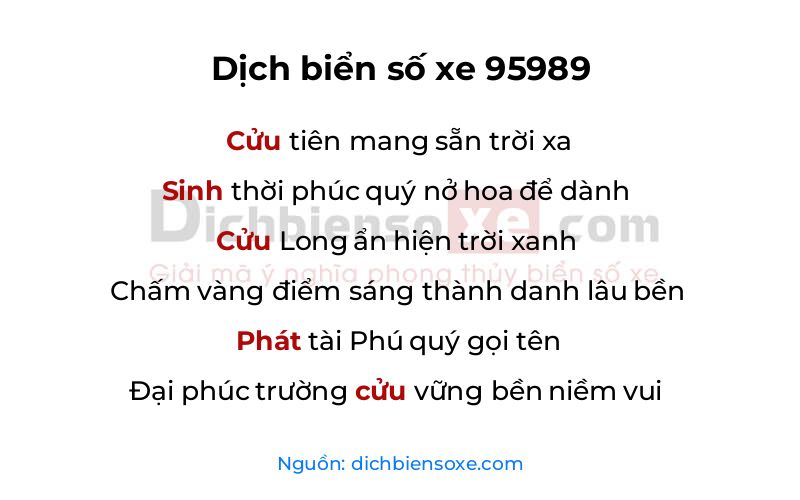 Dịch thơ biển số 95989